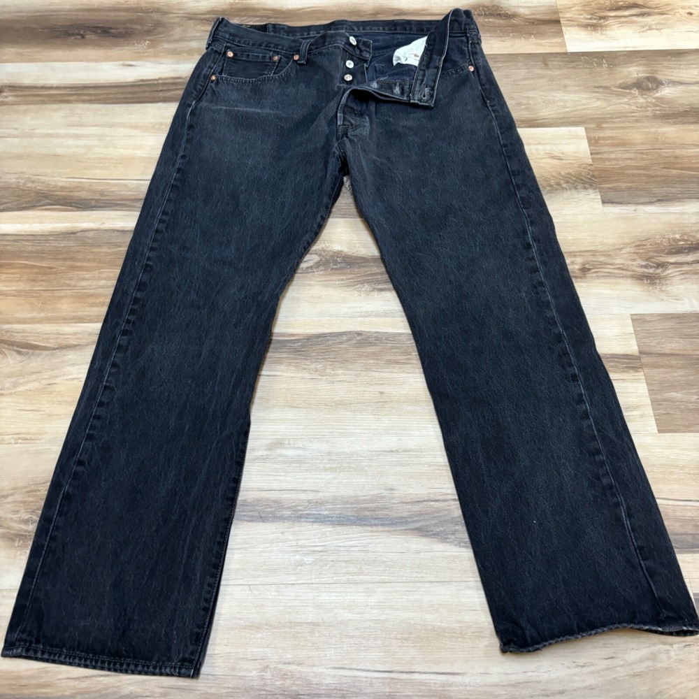 Levi's 501 Jeans W38 L32 Mens Straight Leg Denim Pants Black Wash